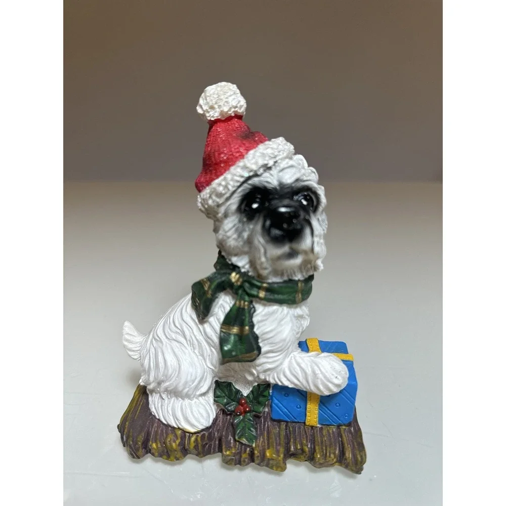 VTG Set Of 3 Christmas Dog Santa Hat Figurines Holiday Decor 5